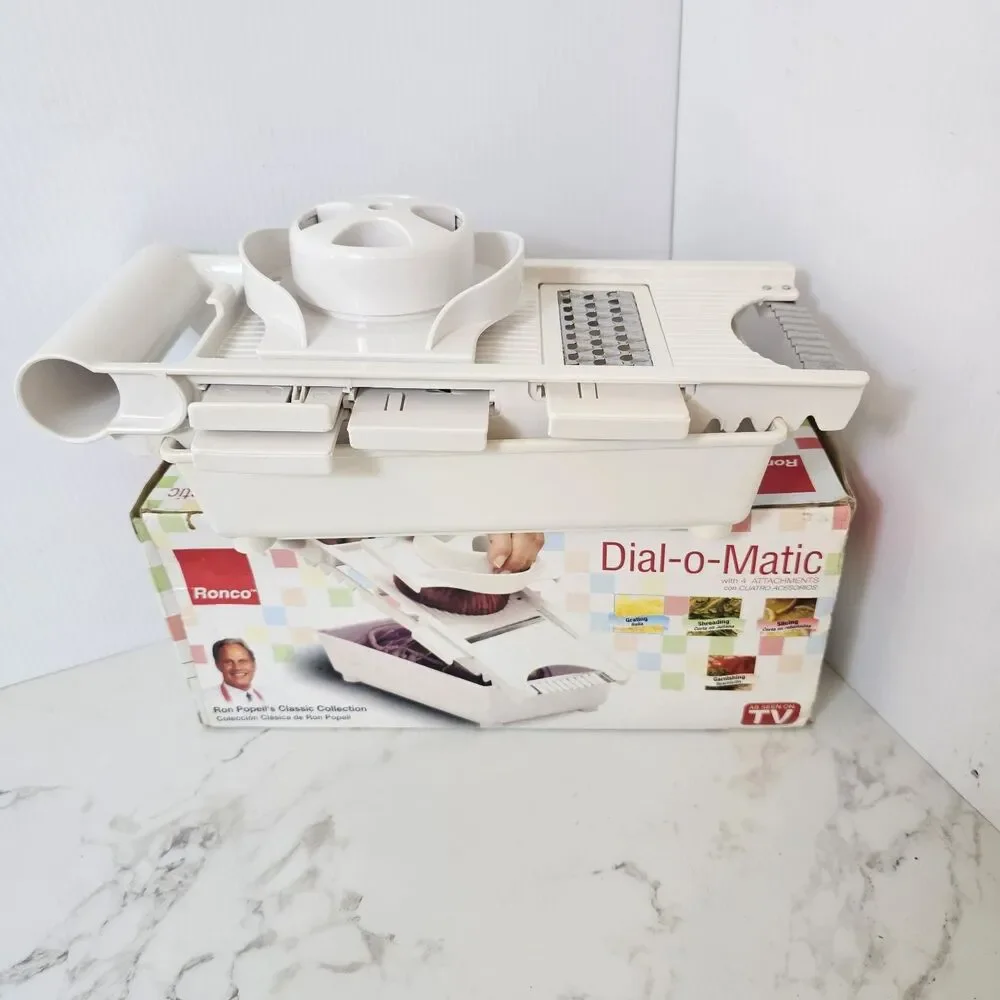 Ronco Dial-O-Matic Food Cutter & Slicer with Attachments & Extra Rare With Box
